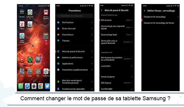 Changer mot de passe verrouillage tablette Samsung