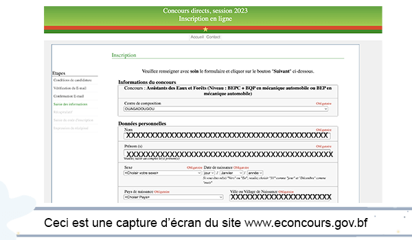 www.econcours.gov.bf inscription en direct 2023