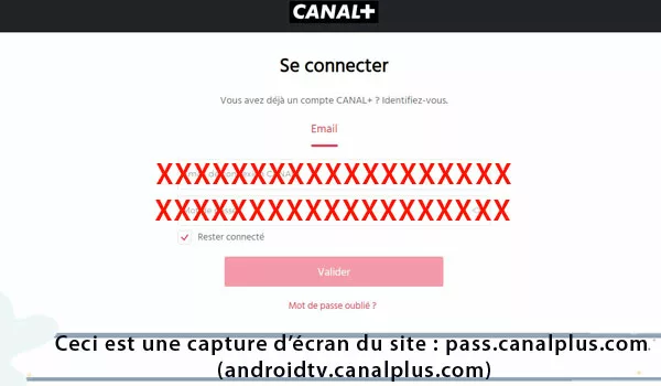 Connexion à mon compte MyCanal sur androidtv.canalplus.com