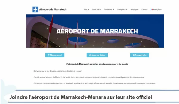 Joindre l'aéroport de Marrakech-Menara sur leur site officiel 