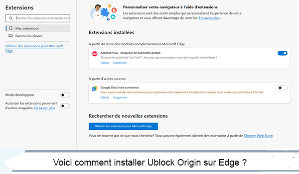 Installation uBlock Origin sur Microsoft Edge 