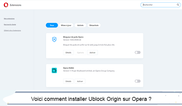 Installer uBlock Origin sur Opera