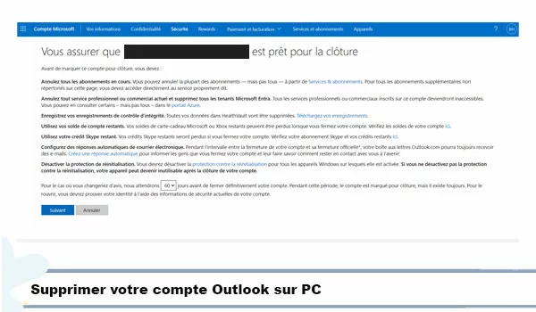 Supprimer votre compte Outlook sur PC