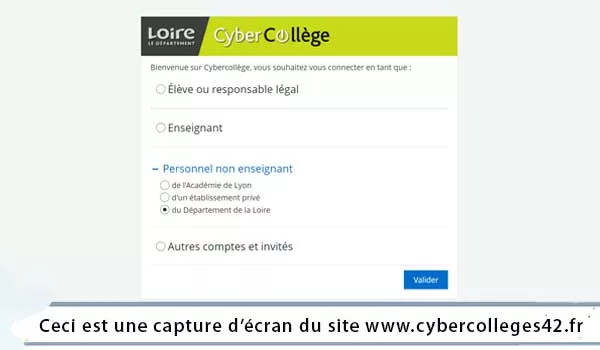 Identification en ligne à l'ENT Cyber Collège