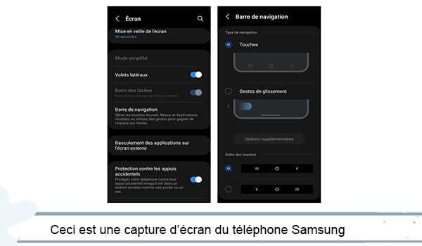 Inverser bouton Android samsung