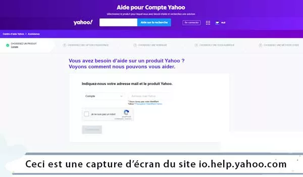 Adressez-vous au service technique Yahoo via le formulaire de contact